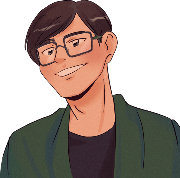 Detailed Anime Man with Eyeglasses 